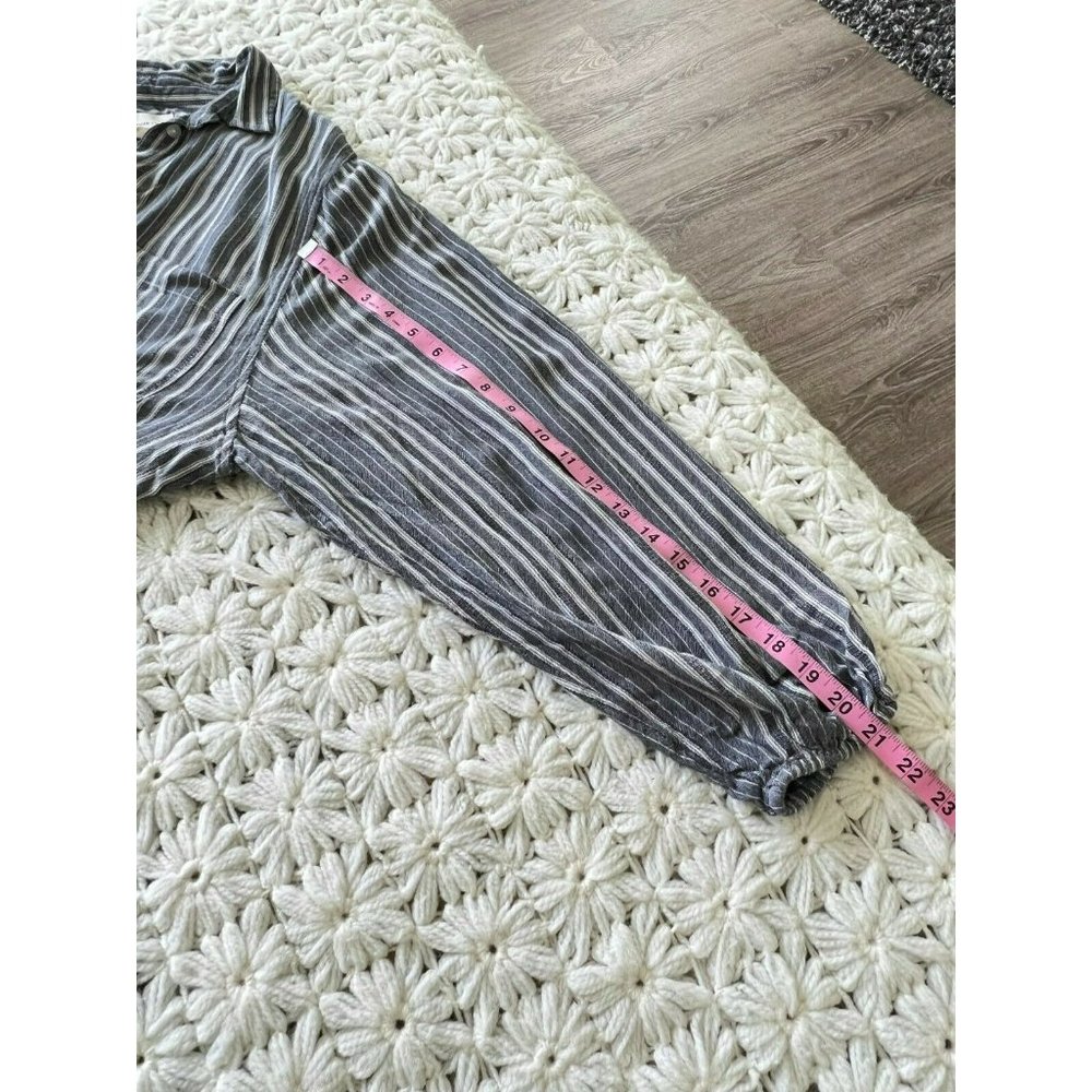 AMERICAN EAGLE OUTFITTERS  Button Front Tie Waist Stripe Gray White Small - Picture 11 of 12